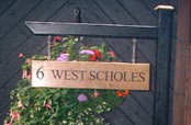 hanging wooden sign